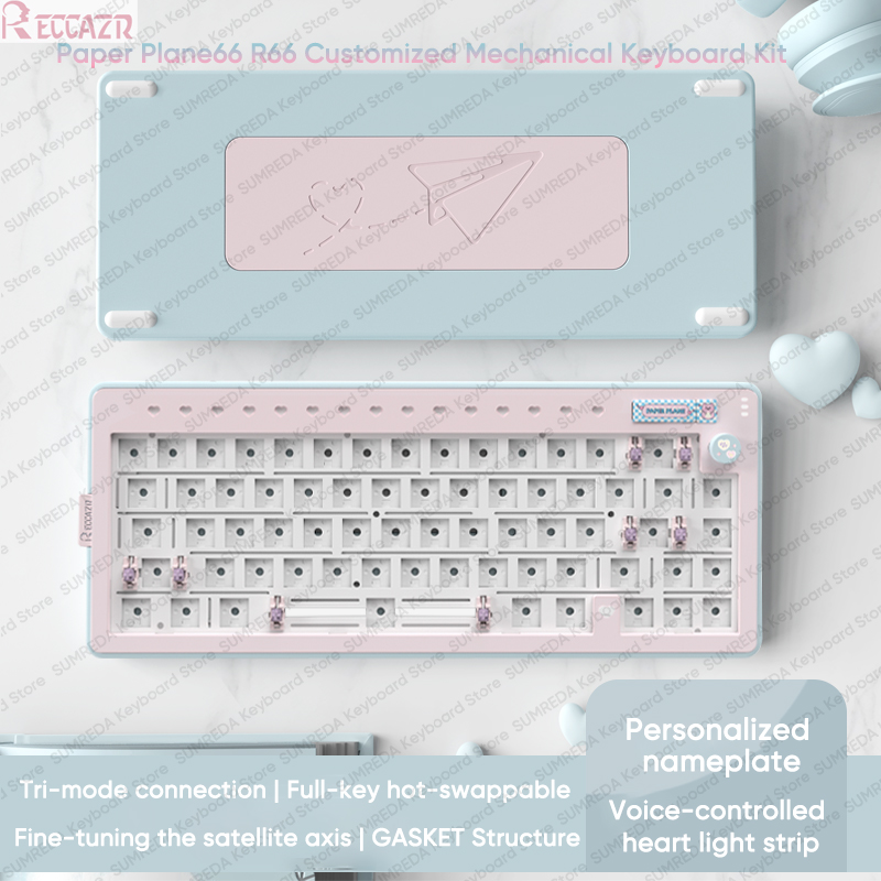 Gaming Keyboard Hot Swappable - RECCAZR R66 Paper Plane66 Kit tastiera