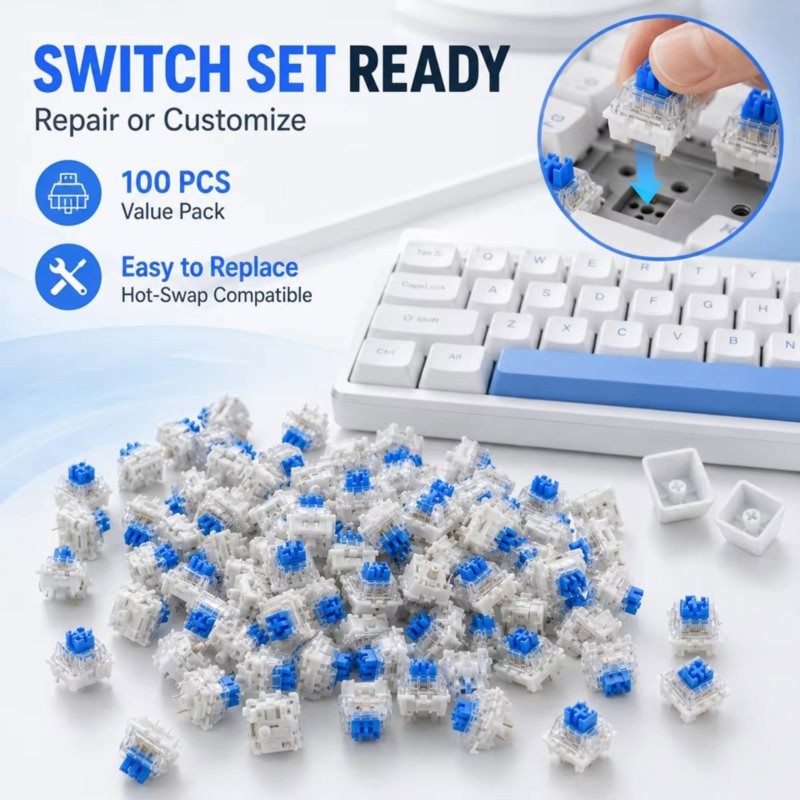 Keyboard Gaming Blue Switch - DT21 100 Pezzi Interruttori Meccanici per