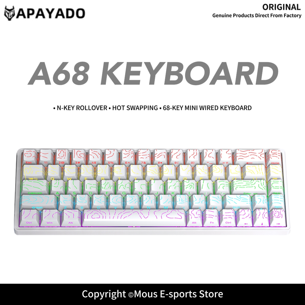 Keyboard Gaming Blue Switch - Tastiera Meccanica Cablata APAYADO A68 Hot